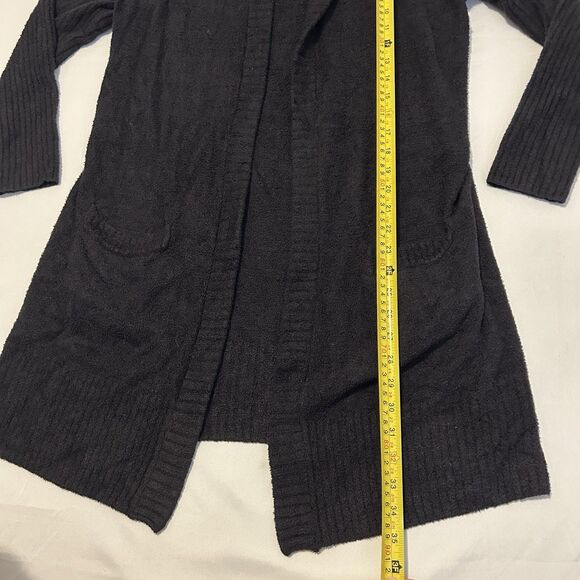 Barefoot Dreams Cozy Chic Lite Cardigan Sweater Hooded Black Pockets Women Small - Picture 8 of 13